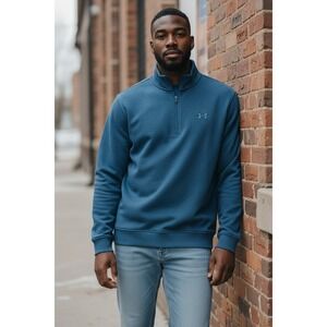 Under Armour ColdGear 1/4 Zip Pullover Blue Mens XL Loose Fit Sweater Athletic